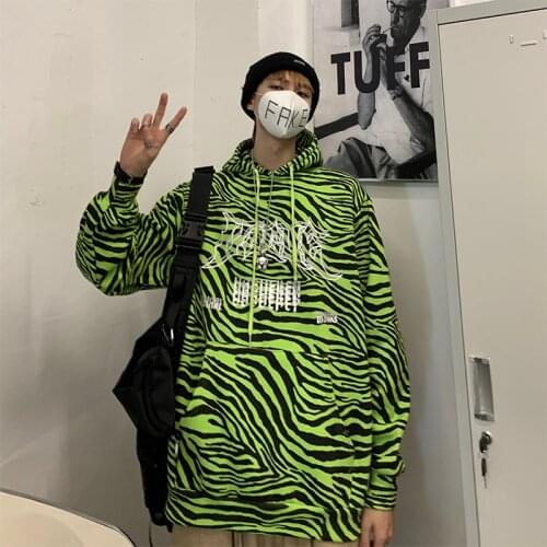 2021 New Autumn And Winter Street Fashion Zebra Pattern Fried Street Clothes Harajuku ins Hoodie Loose Hooded Men and Women