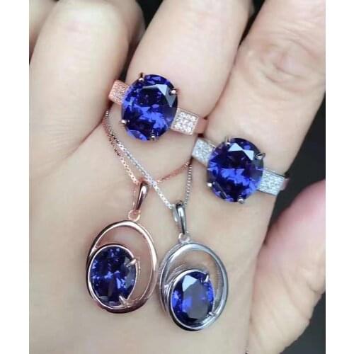 New Arrival Real Natural Kyanite Jewelry set Natural 925 sterling silver Fine jewelry 1pc Kyanite ring,1pc Kyanite Pendant