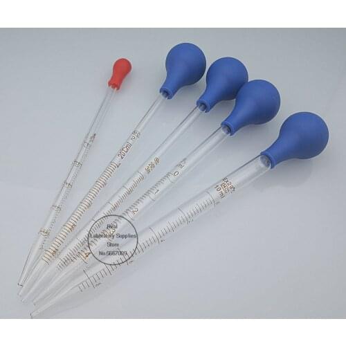 2pcs 4pcs Glass Graduated Pipette Dropper Vol. 0.5ml/1ml/2ml/3ml/5ml/10mlTransfer Pipette with Rubber head