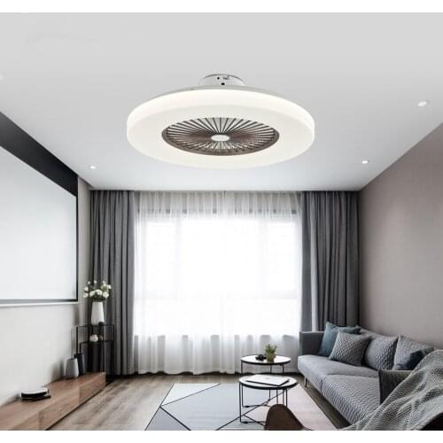 Modern Nordic minimalist ceiling fan light acrylic panel LED smart mute dimming AC 220V factory office living room dimmer