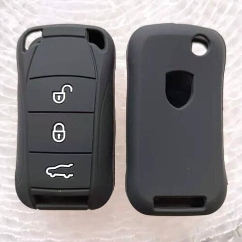 For Cayenne 3 button remote flip key fob case cover silicone key holder