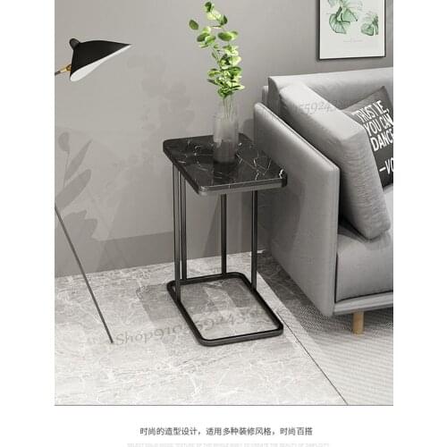 Modern Simple Marble Square Side Table Sofa Side Table Small Coffee Table Gold Light Luxury Iron Office Side Table