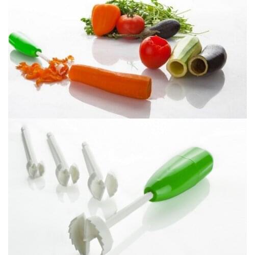 4pcs Replaceable Head Vegetable Spiral Cutter Vege Drill Spiralizer Digging Device Corer Device Corer Kitchen Accessories Tools