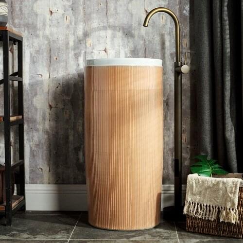 Washbasin Ceramic Stand-pillar Basin Balcony Washbasin Independent Washbasin Outdoor Courtyard Floor-pillar pedestal Basin