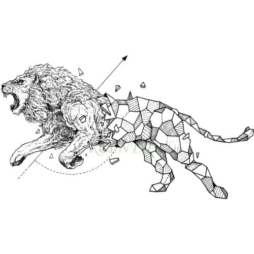 Waterproof Temporary Tattoo lion hawk fox wolf whale owl geometric animal flash tatto fake tatoo for girl women men kid 7