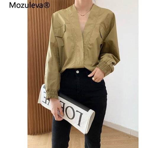 Mozuleva New Women Blouses Shirts 2021 Autumn Winter Fashion Korean Style Elegant Office Lady Loose Ladies Tops