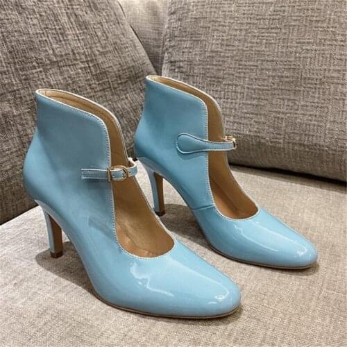 2020 Autumn Shoes Women Boots Patent Leather Shoes Sexy High Heels Fashion Ankle Boots For Women Shoes Stiletto Heel