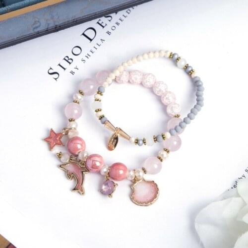 CHENFAN simple temperament beaded bracelets for women Swan heart pendant Jewelry natural stone bracelet Clothing accessories
