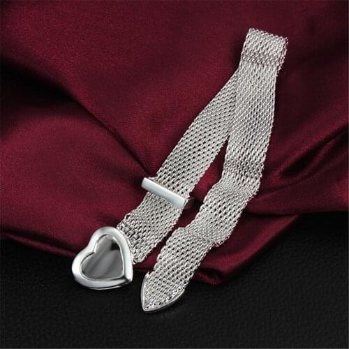 Free Shipping NEW Hot Creative Jewelery 925 Silver colorJewelry Ladies Heart Bracelet S020
