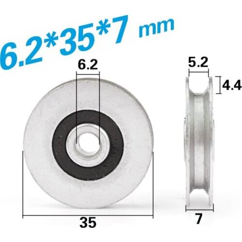 [U0635-7NJ]10PCS high quality U groove type guide rail track pulley rail flute chrome steel bearing wheel U0635-7 6*35*7mm