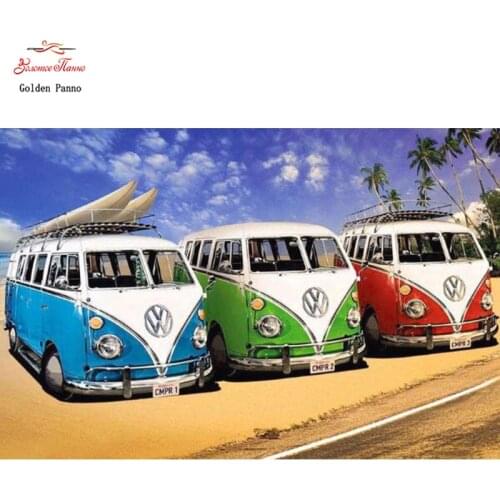 GOLDEN PANNO Diamond Painting Full Square 5D Diy Daimond Embroidery Diamant Mosaic Sale Displasy Broderie Diamant Beach car 01