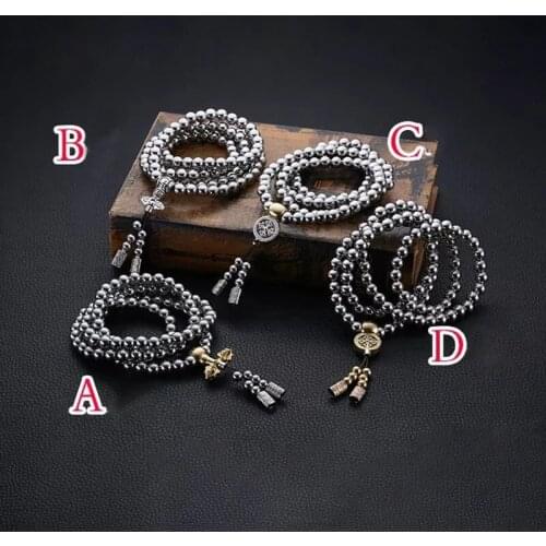 Self Defense 108 Stainless Steel Solid Beads Outdoor Hand Bracelet Necklace Chain Full Steel Chain Personal Protection Supplies