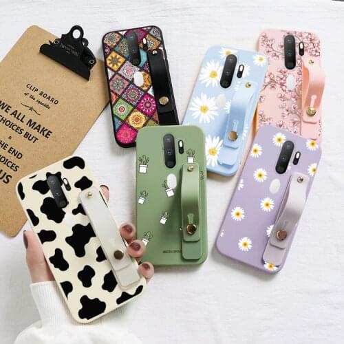 For OPPO A5 A9 2020 Case Silicone Soft Phone Cover For OPPO A 5 9 OPPOA5 OPPOA9 Flowers Wrist Strap Protective Bumper Coque Bags