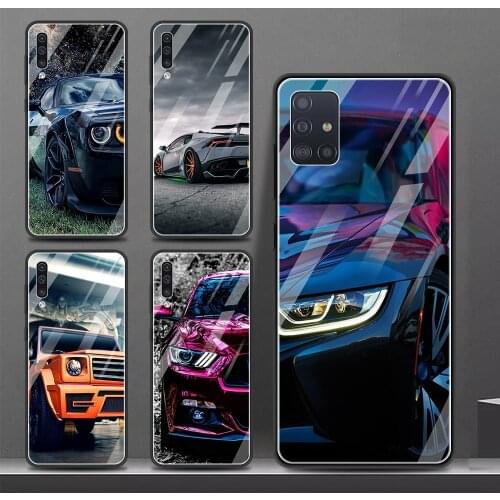 Tempered Glass Shell For Samsung Galaxy A51 A72 A71 A91 A81 A52 A41 A31 A21s A11 M51 M31 M21 Phone Case Coque Mens sports car