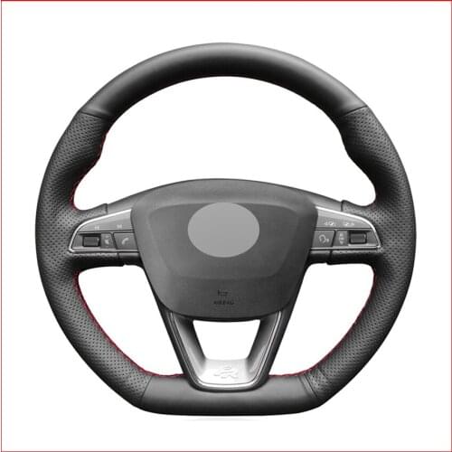 Black PU Artificial Leather DIY Car Steering Wheel Cover for Seat Leon Cupra Leon ST Cupra Leon ST Cupra Ateca Cupra Ateca FR