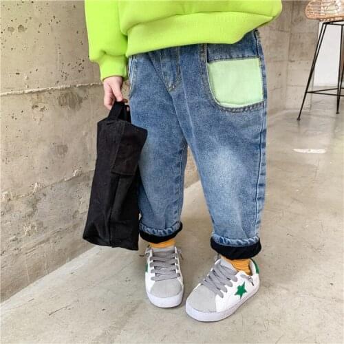 2 3 4 5 6 Y Toddler Girls Jeans Casual Korean Thicken Plus Velvet Harem Pants for Girls Denim Pants High Quality Baby Trousers