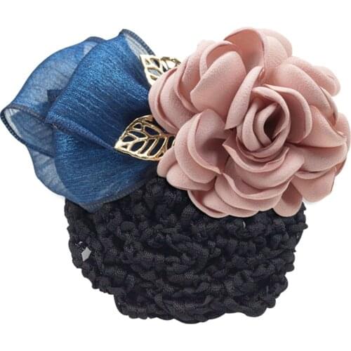 Elegant flower Hair Nets For Women Clip Mesh Hair Bun Cover Barrettes Net Snood Hairnet Bow Bow-knot Decor for Lady Dance Office