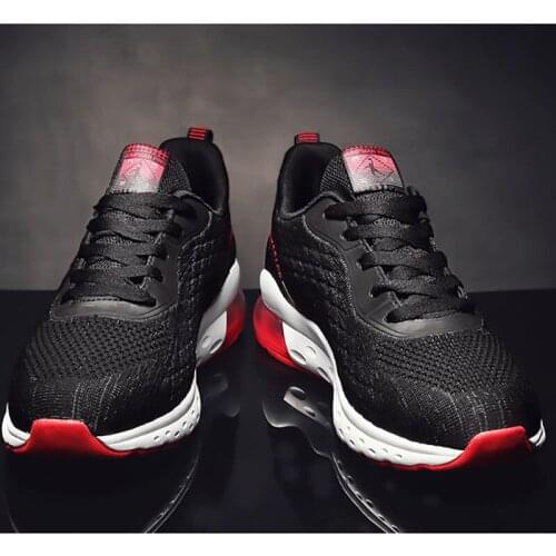 Joedon Golan Mens Flying Woven Mesh Rubber Sole Non-slip Running Black Fashion Casual Mens Sports Shoes