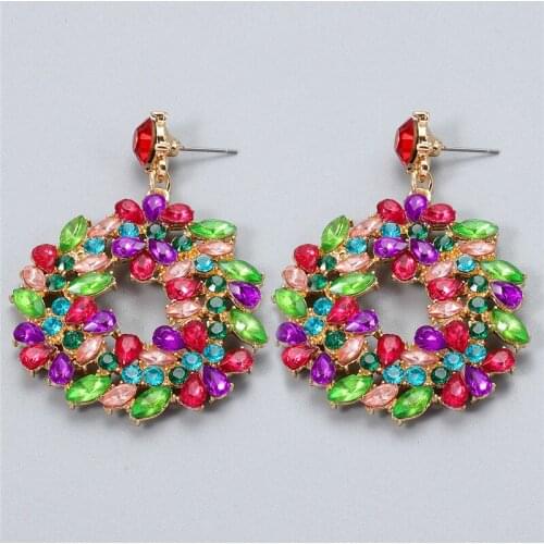 JUJIA Korean Big Rhinestone Geometric Drop Earrings For Women Girls New Bijoux Dangle Earring Party Jewelry Accessories