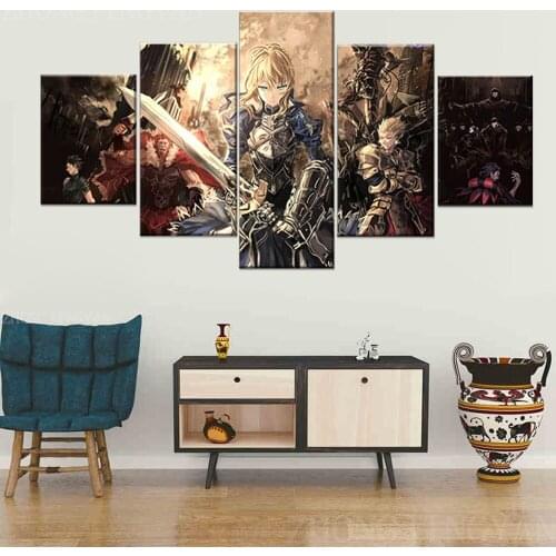 Canvas Printed Painting 5 Pieces Wall Art Anime Fate Stay Night Poster Home Decoration Pictures Living Room Modular Framework