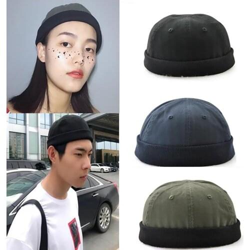 Unisex Men Women Brimless Ball Skull Cap Mechanic Painter Fisherman Hat Retro Style Cotton