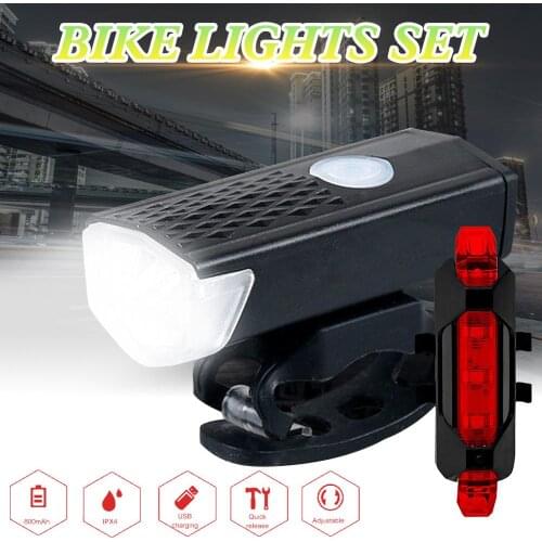 Bike Light Set Rechargeable LED Bike Lights Front and Back 3 Lighting Modes Headlights and Taillights