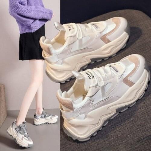 Thick-soled old shoes women 2021 spring and autumn new breathable sports shoes fashion casual student running shoes