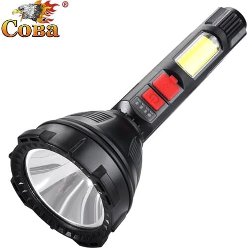 Coba Powerful Super Bright COB Side Light LED Flashlight Built-in Battery Torch Portable USB Rechargeable Hand Light Waterproof