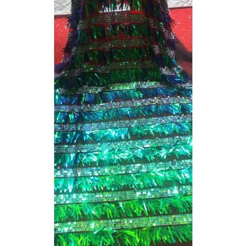 Nice french net with sequins ZH-7414 for party dress top quality embroidery tulle mesh lace fabric