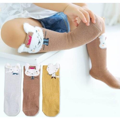 Lovely Cute Cartoon Fox Kids baby Socks Knee Girl Boy Baby Toddler Socks animal infant Soft Cotton socks 0-3 Y
