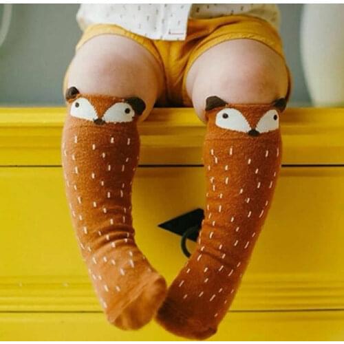 Baby Lovely Cute Cartoon Fox Kids baby Socks Knee Girl Boy Baby Toddler Socks animal infant Soft Cotton socks knee high