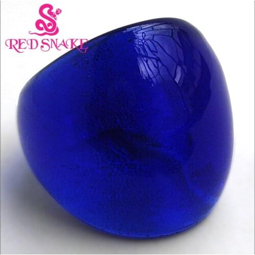 RED SNAKE Fashion Ring Handmade Blue with Silver color foil Pearl texture glossiness Murano Glass Rings