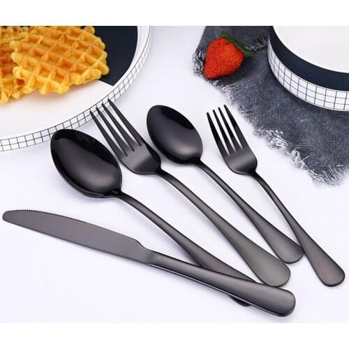 Black Silverware Set 20 Piece Matte Stainless Steel Flatware Set For 4 Cutlery Set For Home Kitchens