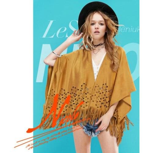 2021 New womens spring autumn and summer tassel suede suede loose shawl sunscreen cardigan top thin coat