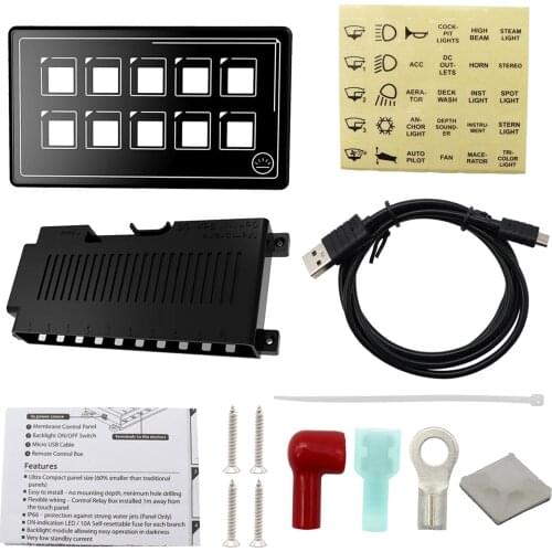 10P Touch Screen Control Switch Panel w/Backlight Built-in PPTC APP Control IP67 Waterproof