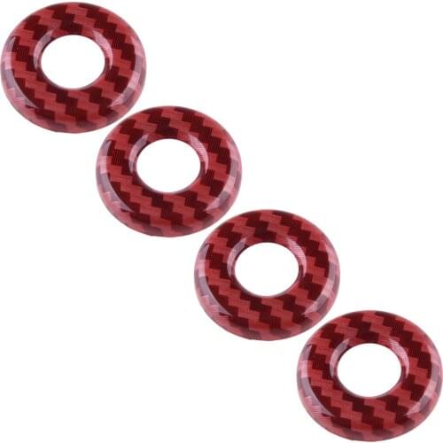 Plastic Red Carbon Fiber Texture Door Lock Pin Decor Trim Cover Ring Decal fit for Dodge Charger 2015 2016 2017 2018 2019