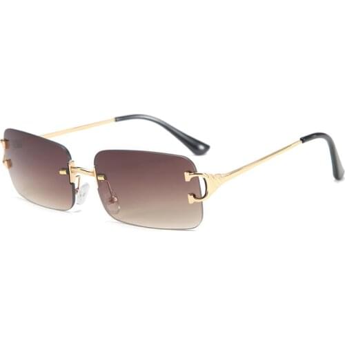 2021 square metal frameless mens luxury sunglasses for men and women fashion summer travel style uv400