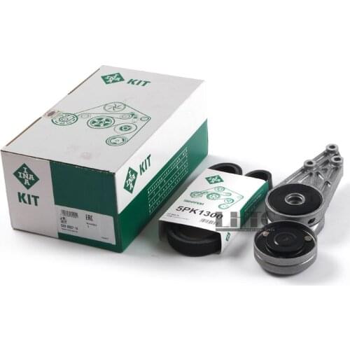 I NA Serpentine Alternator Belt Tensioner Pully Kit Set For V W Passat Audi A4 1.8