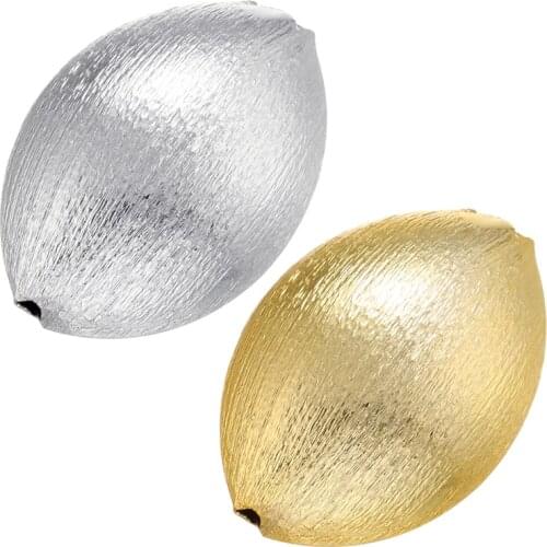 ZHUKOU gold Silver color Oval Bead Brass Beads for Women DIY Handmade Bracelet Necklace Jewelry Accessories Wholesale VZ260