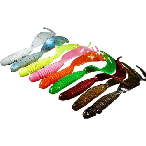 10PCS/Lot Winter Ice Fishing Lure 70mm 2.5g Tail Soft Lure Forked Tail fishing bait Plastic lure Jig Head Texas Rig Fishing Tack