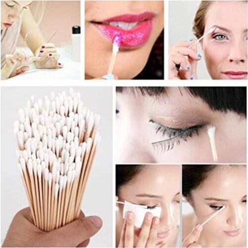 100/200Pcs 6 Inch Long Wooden Handle Cotton Swabs Single-Head Cleaning Sterile Sticks Applicator for Wound Clean Makeup