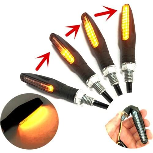 2pcs Motorcycle Turn Signal Light LED Flowing Water Amber Blinkers Flexible Bendable Indicator Flashers Lamp for Honda Yamaha