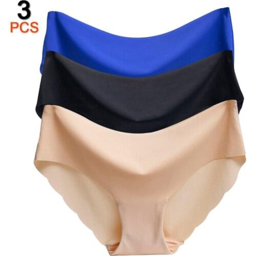 3Pcs/Lot Sexy Seamless Briefs Underwear Women For Panties Female Culotte Plus Size Solid Low-Rise Briefs Fashion Panties Women