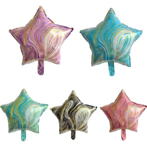 5pcs 18inch New Agate Star Inflatable Helium Balloon Birthday Party Decoration Childrens Aluminum Foil Balloon Wedding Supplies