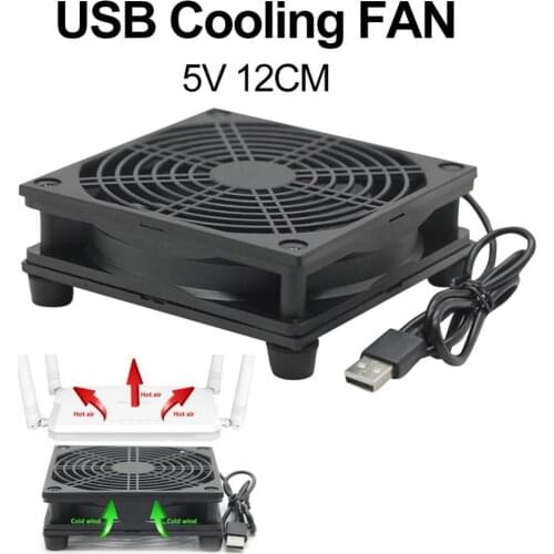 5V USB Router Fan TV Box Cooler 120mm PC DIY Cooler W/Screws Protective net Silent Desktop Fan 12CM