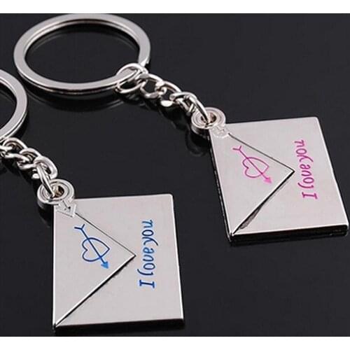 80% 2021 Hot Sell 2 Pcs Envelope Heart I Love You Lover\s Keyrings Bag Hanging Couple Key Chains