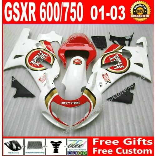 Brand new Fairings for glossy red white SUZUKI 2001 2002 2003 GSXR 600 750 motocycle parts 01 02 03 fairing kits 7 gift KD92