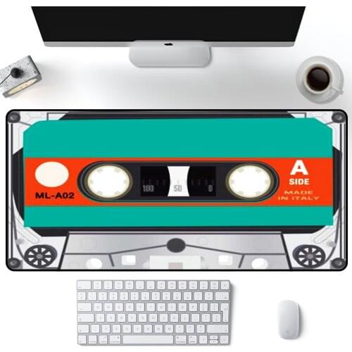 Music Funny Desk Accessory Deskmat Cassette Retro Record Tape PC Cool Mouse Pad Red Cute Kawaii Gel Mousepad Tapis Bureau Laptop