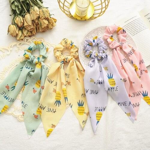 2020 Summer New Designs Pineapple Hair Accessories For Teenager Girls Preppy Hair Scrunchies Ribbons Fruit Pattern Hairbands