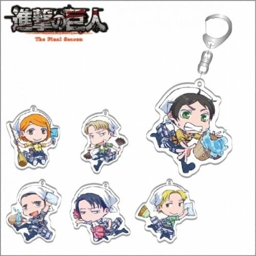 Anime Attack on Titan Do Some Cleaning Series Keychain Pendant Keyring Toy Eren Jaeger Mikasa Ackerman Erwin Smith Rival